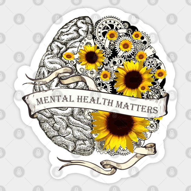 Brain Floral, Mental Health Matters 9 Sticker by Collagedream